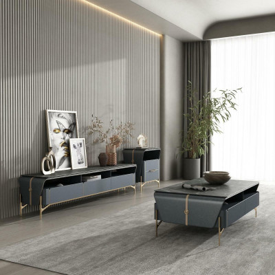 Couchtisch Sideboard 2tlg Wunnzëmmer Dësch Lowboard Miwwelen Schafwänn