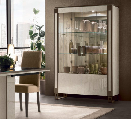 Vitrine 2 Dier Schaf Vitrinen Wunnzëmmer Schief Design Schaf Miwwelen Glas Nei