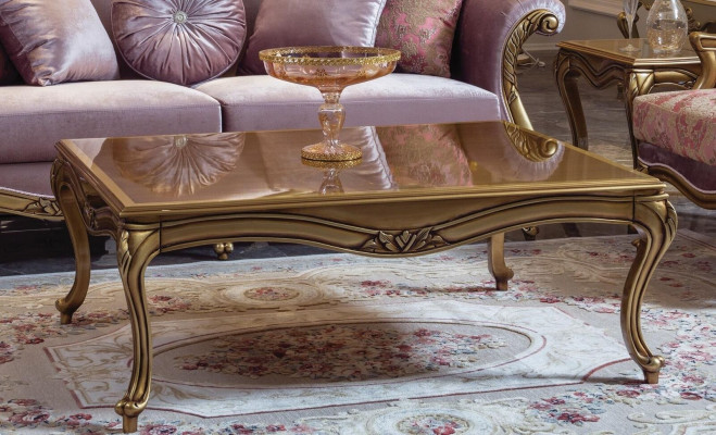 Kinnekenlechen Couchdësch Gold Brongen Dësch Barock Rokoko Couchdëscher Holz