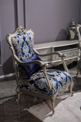 Luxus Eenzelstull Fotell Polster Miwwelen Blo Blummemuster Sofa Lounge Barock