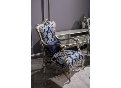 Luxus Eenzelstull Fotell Polster Miwwelen Blo Blummemuster Sofa Lounge Barock