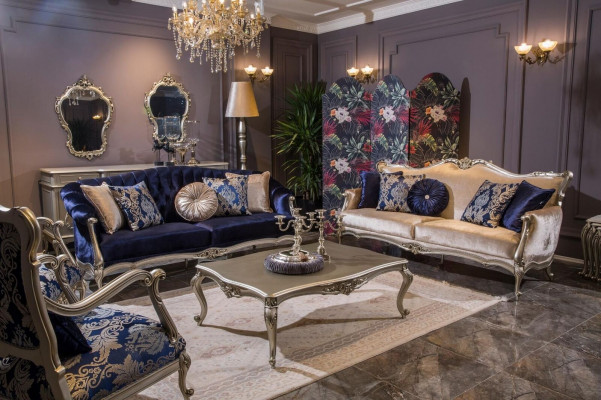 Luxus Eenzelstull Fotell Polster Miwwelen Blo Blummemuster Sofa Lounge Barock