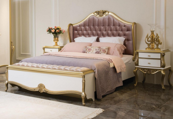 Chesterfield Bettframe Design Gepolstert Luxus Bett Schlofstablett Bett rosa