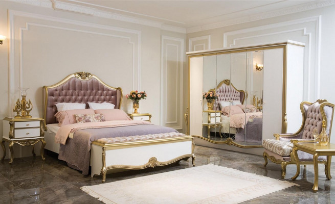 Chesterfield Bettframe Design Gepolstert Luxus Bett Schlofstablett Bett rosa