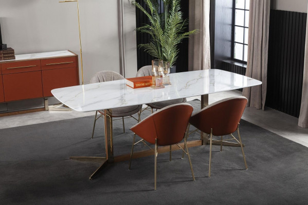 Dësch a Wäiss fir Iesszëmmer Luxuriéis Modernen Stil Komfortabel Dëscher