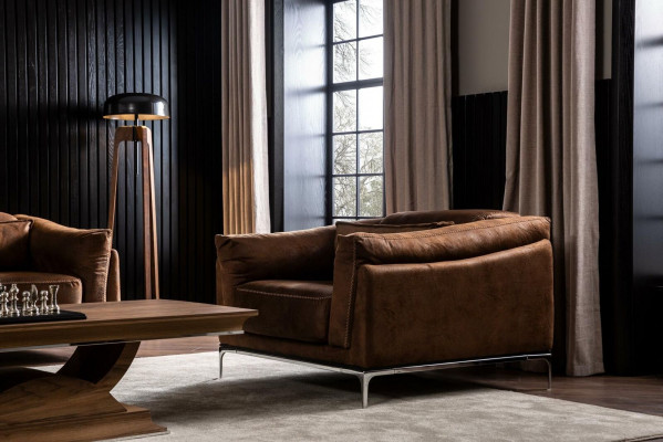 Fauteuil a Braun Modernen Stil Mëttel gestuelpt Luxuriéis Gemittlech Einsëtzer