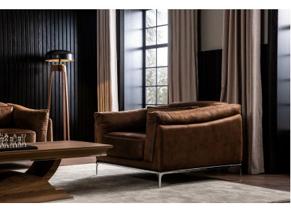 Fauteuil a Braun Modernen Stil Mëttel gestuelpt Luxuriéis Gemittlech Einsëtzer
