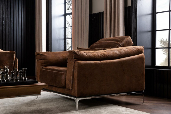 Fauteuil a Braun Modernen Stil Mëttel gestuelpt Luxuriéis Gemittlech Einsëtzer