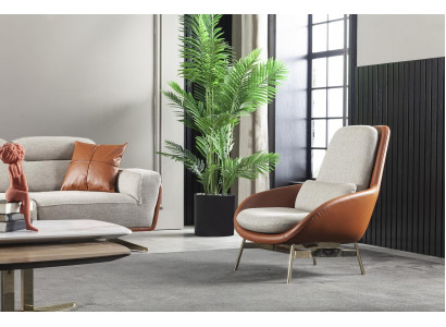 Aarmstull Wunnzëmmer Sëtz Relax Still Club Lounge Miwwelen Brong Canapé