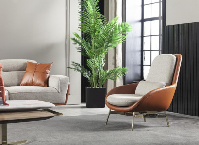 Aarmstull Wunnzëmmer Sëtz Relax Still Club Lounge Miwwelen Brong Canapé