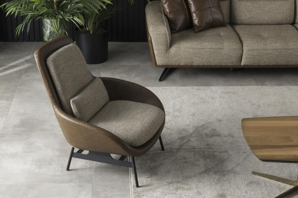 Living Zëmmer Fauteuil Relax Still Club Lounge Miwwelen Brong Canapé