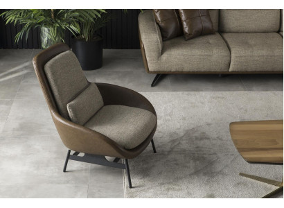 Living Zëmmer Fauteuil Relax Still Club Lounge Miwwelen Brong Canapé