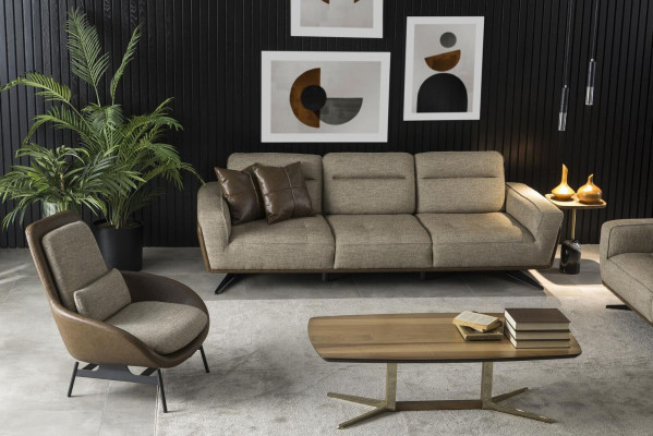 Living Zëmmer Fauteuil Relax Still Club Lounge Miwwelen Brong Canapé