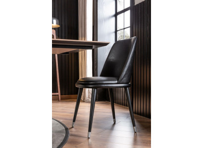 Luxusfauteuil Schwaarze Liederstull Gepolsterte Stillen Loft Designer Miwwele Kichen.