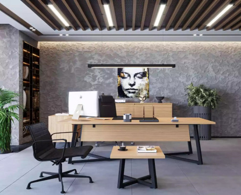 Modern Büro Set Schreifdësch Déifdësch Akteschaf Kommode 4 Deeler.