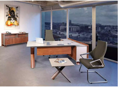 Holzmöbel Schreifdësch L-Bürosdësch Büro Miwwelen Kommode Salontafel Modern