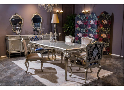 Luxe Iesszëmmer Set Dësch + 6x Lehnstill Stol Iessgruppe Iessgarnitur 7tlg