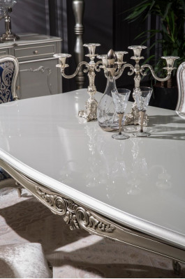 Luxe Iesszëmmer Set Dësch + 6x Lehnstill Stol Iessgruppe Iessgarnitur 7tlg