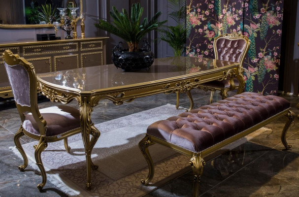 Iesszëmmer Set Iessdësch Klassesch Echt Holz Luxus 4tlg Stull Garnitur Grupp