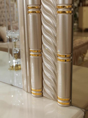 Schlofzëmmer Set Luxus Toilettendësch mat Spigel wäiss Design nei 2 Stéck
