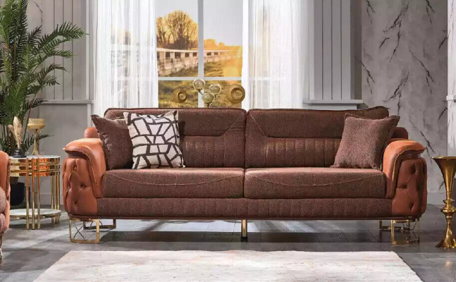 Braun Chesterfield Sofagarnitur 3+3+1 Sëtzer Designer Couchen 3tlg