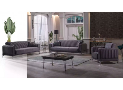 Moderne gro Couchgarnitur 3+3+1 Sëtzer Samt Sesselen Wunnzëmmer Miwwelen