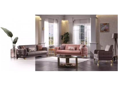 Luxus Sofagarnitur 3+3+1 Set Designer Textil Couchen Sesselen Einsitzer
