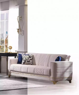 Designer Sofagarnitur 3+3+1 Sëtz Sofa Stoff Garnitur Plooschter Set Modern