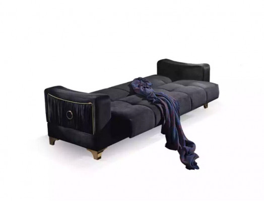 Schwaarzen Dräisëtzer Luxus Couch Wunnzëmmer 3-Sëtzer Polster Couchen Sofa