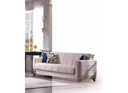 Wäissen dräisëtzer Luxus 3-Sëtzer Couch Wunnzëmmer Sofasen Textil Miwwelen