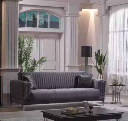 Groue Dräisëtzer Wunnzëmmer Couchen 3-Sëtzer Samtsofaen Luxus Holz Miwwelen Sofa