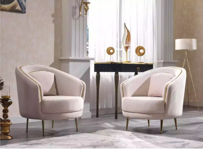 Moderne Fauteuil Wunnzëmmer Eenzelstull Designer Lounge Faarf beige Holz