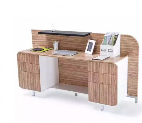 Modern Empfangsdësch Luxus Büro Holz Miwwelen Brong Receptioun Stilvoll