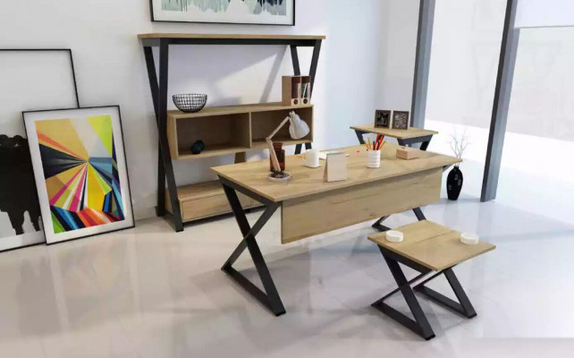 Moderne hellbrong Holzdësch Aarbechtsdëscher Büro Miwwelen Designer Steem.