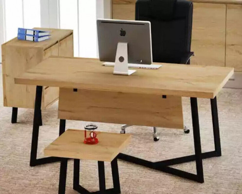 Hellbrongen Designer Schreifdësch Bürosméiwel Designer Dëscher Holz Neien