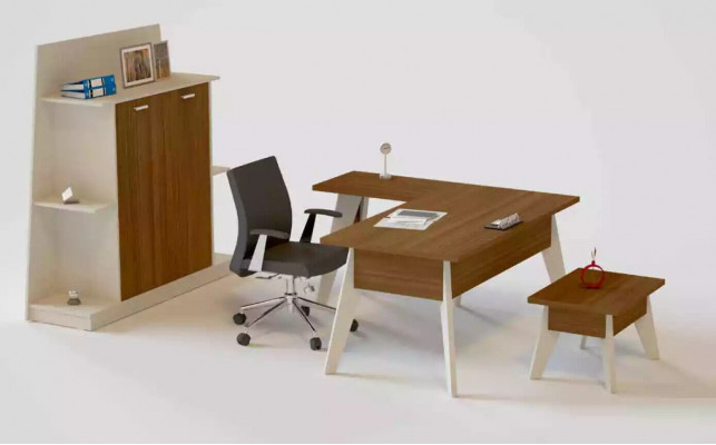 Moderne Canapé Dësch Büro Miwwelen rechteckege brong Holzdësch Dëscher