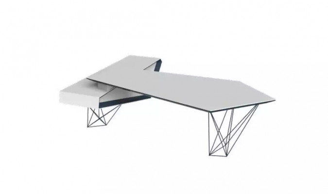 Eckschreifdësch Aarbechts Schreif Büro Dësch Luxus Designer Miwwelen Wäiss