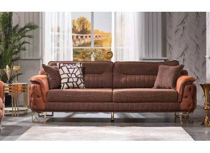 Braune Luxus Chesterfield Sofa 3-Sëtzer Lieder Couch Sofaen Modernen Stil
