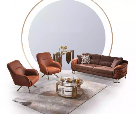 Braune Luxus Chesterfield Sofa 3-Sëtzer Lieder Couch Sofaen Modernen Stil