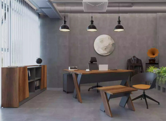 Schreifdësch Dësch Bibliothéik Aarbechtszëmmer Büro Modern Braun