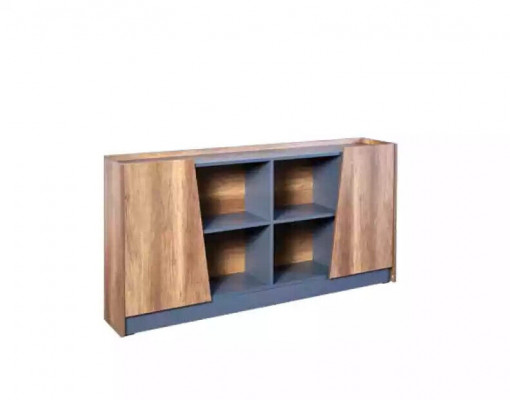 Aarbechtszëmmer Bicherregal Schaf Holz Regal Vitrinn Braun Modern