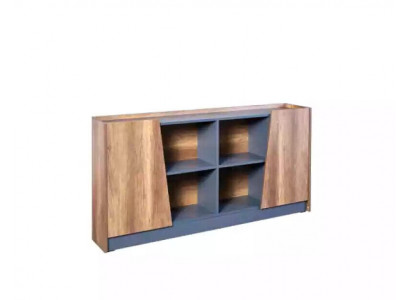 Aarbechtszëmmer Bicherregal Schaf Holz Regal Vitrinn Braun Modern
