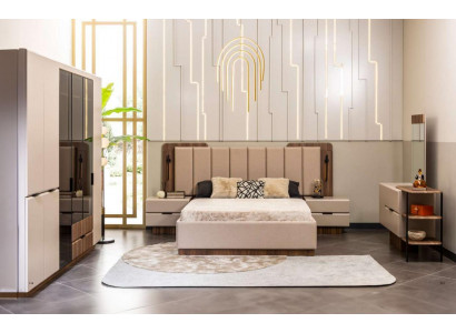 Duebellbett Garnitur Nuetsdëscher Beige Stoff 5tlg Schmink Schaf Bett
