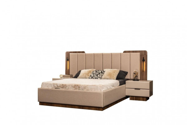 Duebellbett Garnitur Nuetsdëscher Beige Stoff 5tlg Schmink Schaf Bett