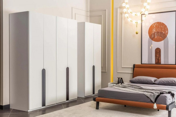 Schlofkummersmiwwelen Duebelbett Bett Nuetsdëscher Orange Schief Set 5stéckeg