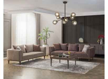 Couchensemble Véiersëtzer Drësëtzer Brong Stoffséi Polstersofa Couch