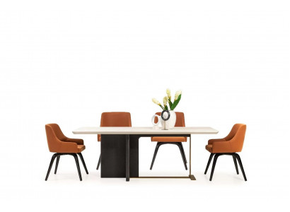 Iesseck, Iessgrupp, Iesszëmmer, Iessdësch, Stull Set 7tlg Dësch Orange Holz