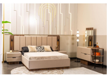 Schlofkummer Garnitur Duebelbett Nuetstiesch Beige Stoff 4tlg Schmink.