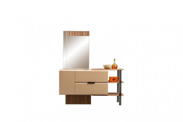 Schlofkummer Garnitur Duebelbett Nuetstiesch Beige Stoff 4tlg Schmink.