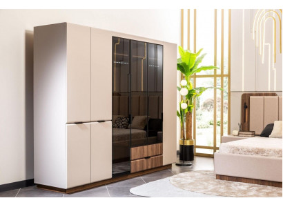 Kleederschaf Holzkascht Beige Schlofzëmmertschaf Kascht Modern